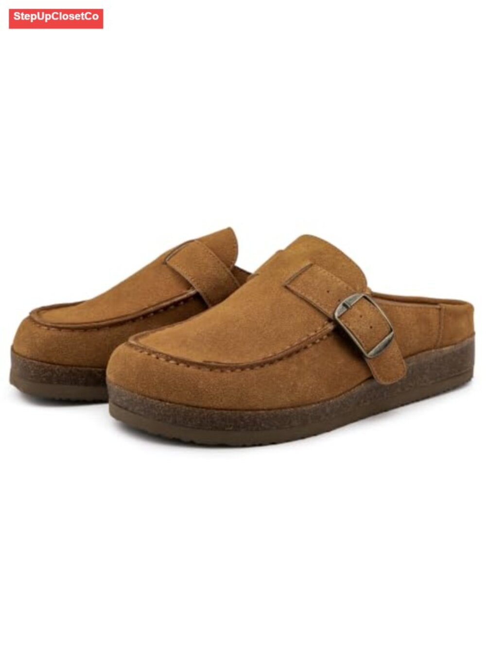 Eco Leather Buckle Clogs Non Slip Platform Mules Slip-On - Picture 4 of 4